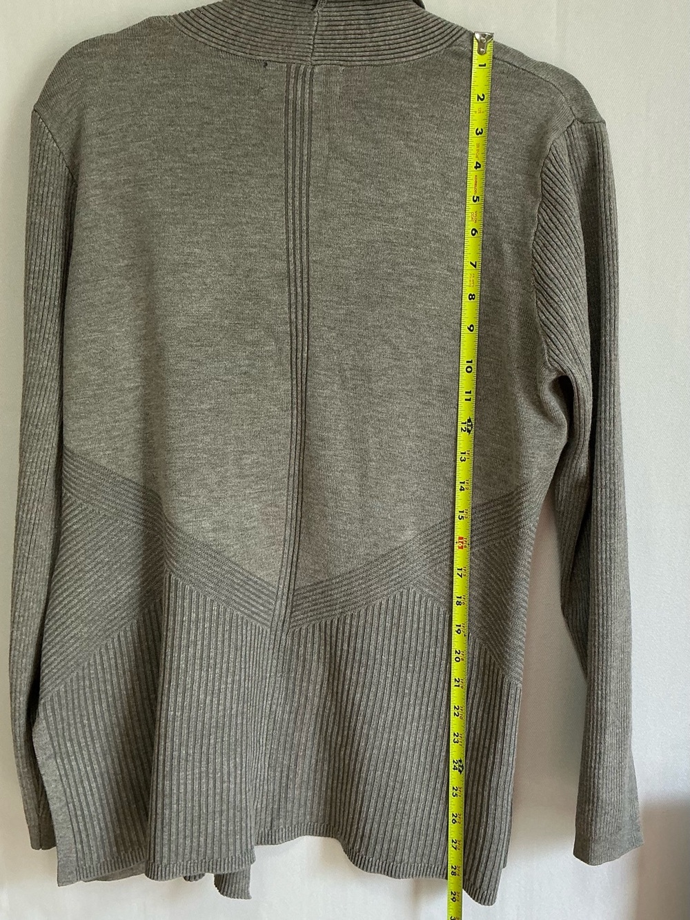 Open-Front Long Ribbed Cardigan Sweater - Gray - Picture 6 of 6